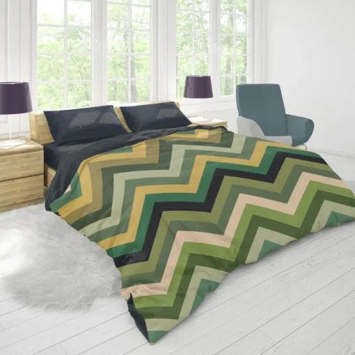 Green Chevron Pattern Duvet Cover 1