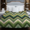 Green Chevron Pattern Duvet Cover