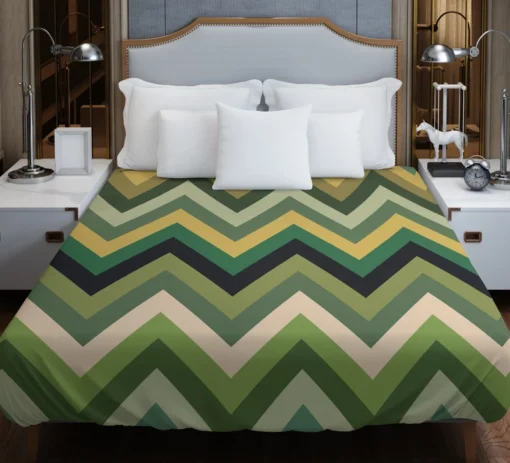 Green Chevron Pattern Duvet Cover