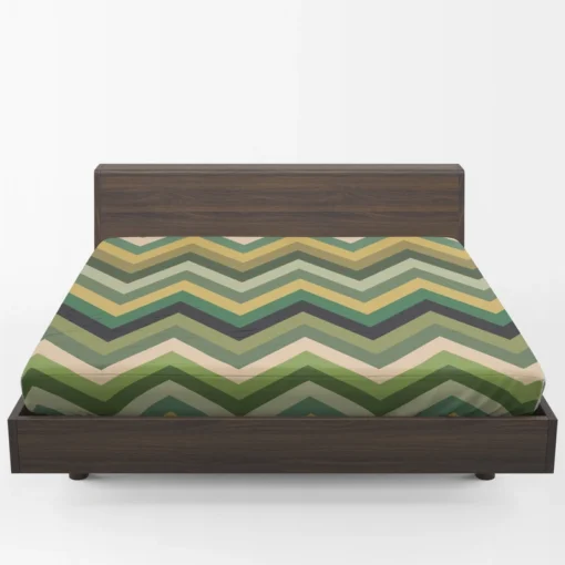 Green Chevron Pattern Fitted Sheet 1