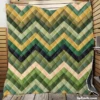 Green Chevron Pattern Quilt Blanket