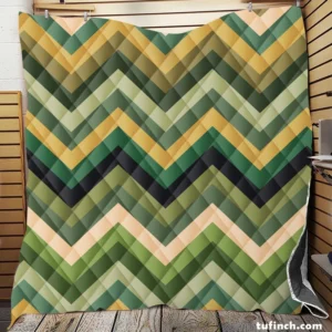 Green Chevron Pattern Quilt Blanket