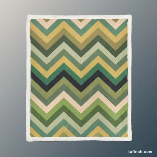 Green Chevron Pattern Sherpa Fleece Blanket 1