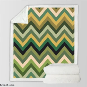 Green Chevron Pattern Sherpa Fleece Blanket