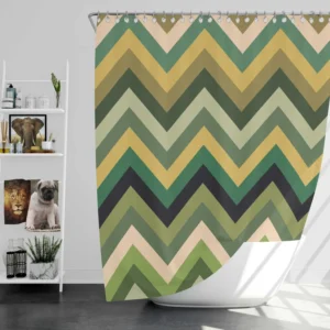 Green Chevron Pattern Shower Curtain