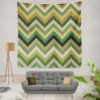 Green Chevron Pattern Wall Tapestry