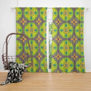 Green Circle Ethnic Pattern Curtain