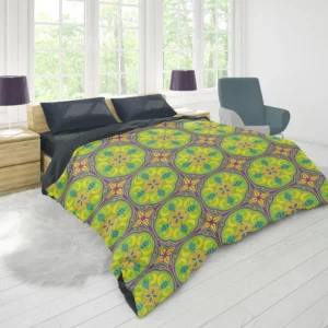 Green Circle Ethnic Pattern Duvet Cover 1