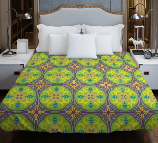 Green Circle Ethnic Pattern Duvet Cover