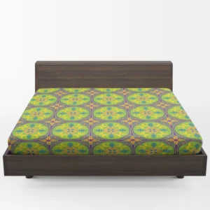 Green Circle Ethnic Pattern Fitted Sheet 1