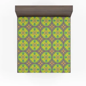 Green Circle Ethnic Pattern Fitted Sheet