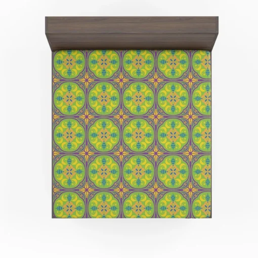 Green Circle Ethnic Pattern Fitted Sheet