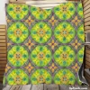 Green Circle Ethnic Pattern Quilt Blanket