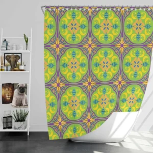 Green Circle Ethnic Pattern Shower Curtain