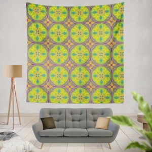 Green Circle Ethnic Pattern Wall Tapestry