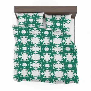 Green Floral Geometric Pattern Bedding Set 2