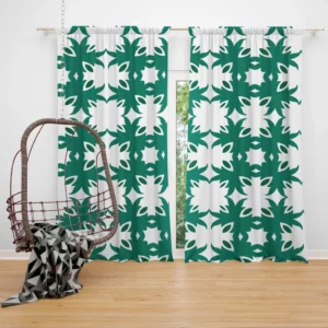 Green Floral Geometric Pattern Curtain