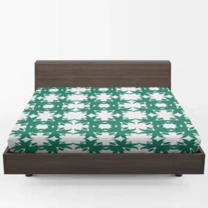 Green Floral Geometric Pattern Fitted Sheet 1