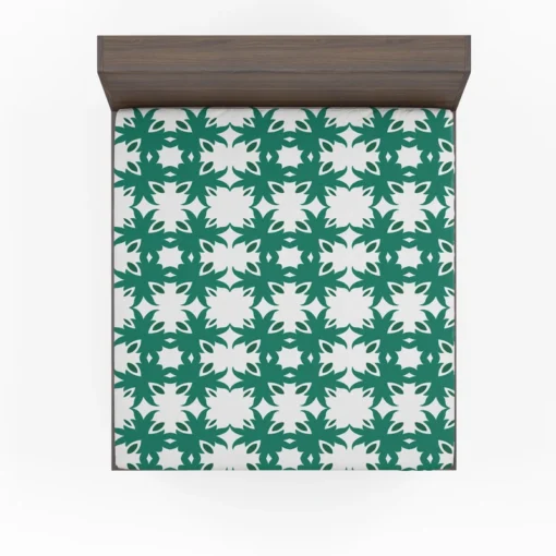 Green Floral Geometric Pattern Fitted Sheet