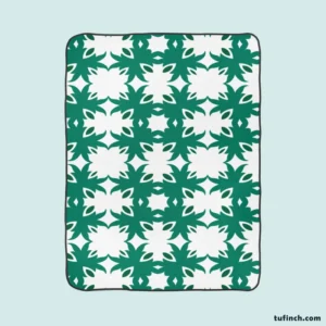 Green Floral Geometric Pattern Fleece Blanket 1