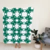 Green Floral Geometric Pattern Fleece Blanket