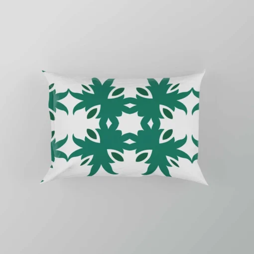 Green Floral Geometric Pattern Pillow Case