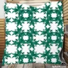 Green Floral Geometric Pattern Quilt Blanket