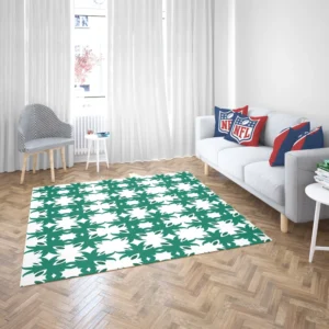 Green Floral Geometric Pattern Rug 2