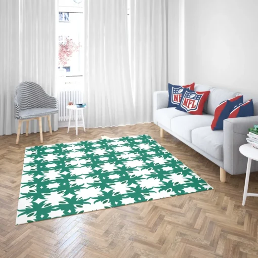 Green Floral Geometric Pattern Rug 2