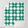 Green Floral Geometric Pattern Sherpa Fleece Blanket