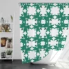 Green Floral Geometric Pattern Shower Curtain