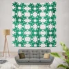 Green Floral Geometric Pattern Wall Tapestry