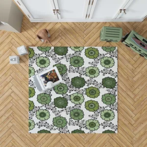 Green Flowers Pattern Rug