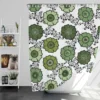 Green Flowers Pattern Shower Curtain