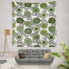 Green Flowers Pattern Wall Tapestry