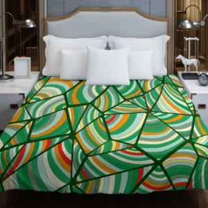 Green Geometric Shapes Freehand Duvet Cover