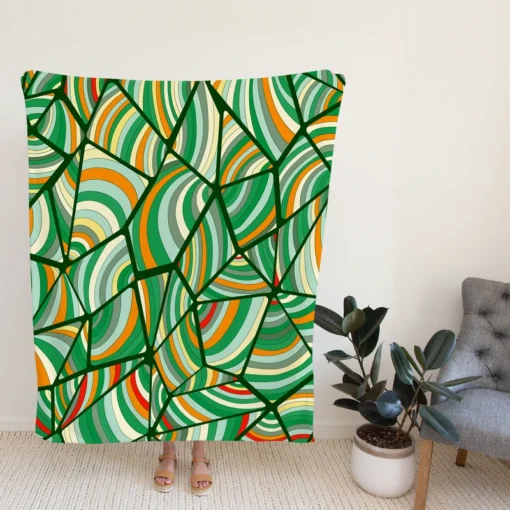 Green Geometric Shapes Freehand Fleece Blanket