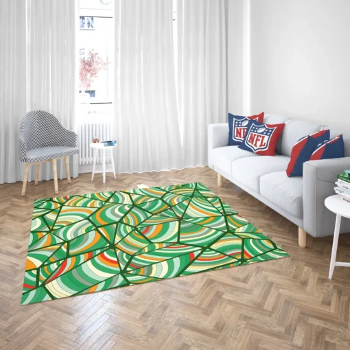 Green Geometric Shapes Freehand Rug 2