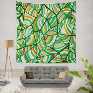 Green Geometric Shapes Freehand Wall Tapestry