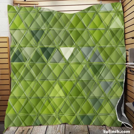 Green Glass Effect Triangle Quilt Blanket