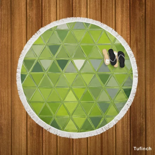 Green Glass Effect Triangle Round Beach Towel