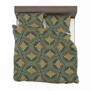 Green Gold Deco Damask Pattern Bedding Set 2