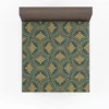 Green Gold Deco Damask Pattern Fitted Sheet