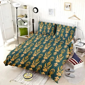 Green Gold Songket Pattern Bedding Set