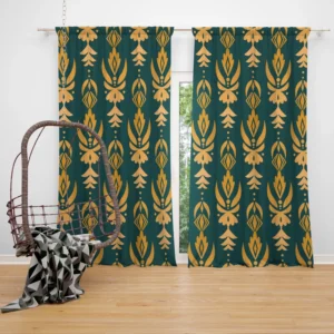 Green Gold Songket Pattern Curtain