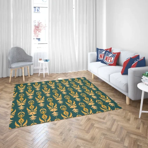 Green Gold Songket Pattern Rug 2