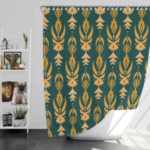 Green Gold Songket Pattern Shower Curtain