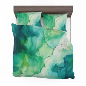 Green Ink Fluid Art Design Bedding Set 2