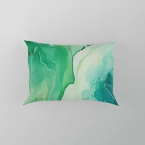 Green Ink Fluid Art Design Pillow Case