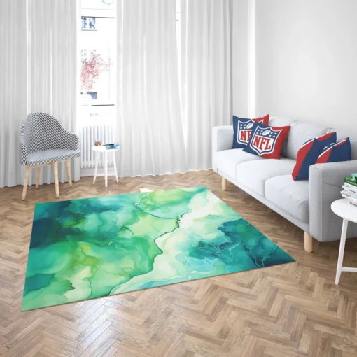 Green Ink Fluid Art Design Rug 2